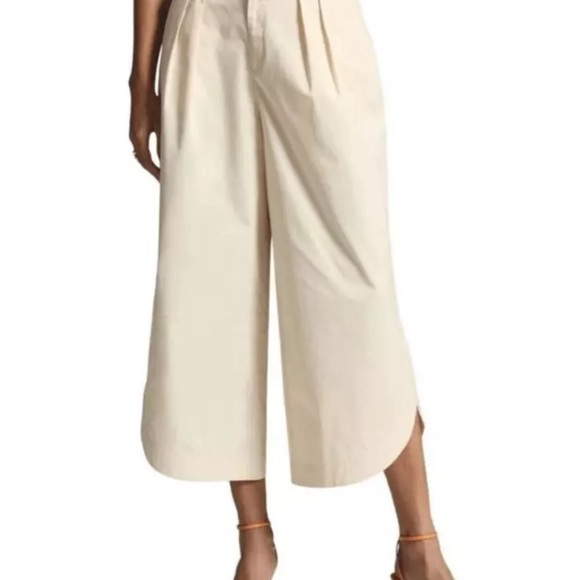Anthropologie X Mare Mare Curved Petal Hem Chino Pants Size Medium - Picture 3 of 13